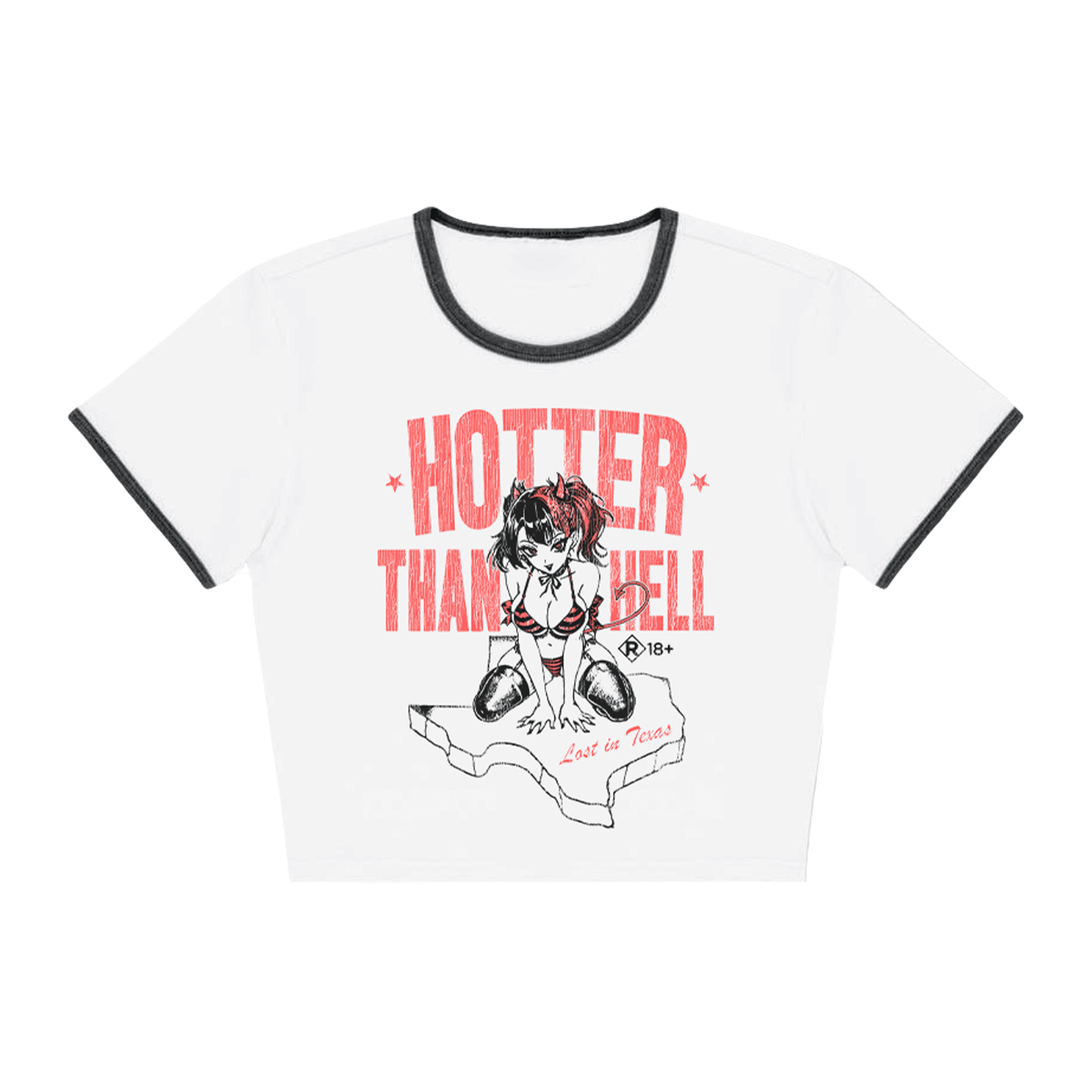 HOTTER THAN HELL - RINGER CROP TOP